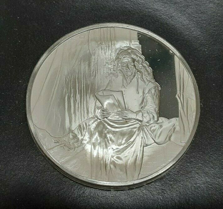 Franklin Mint Genius/Rembrandt PR .925 Silver Medal-Portrait of Jan Six in Card