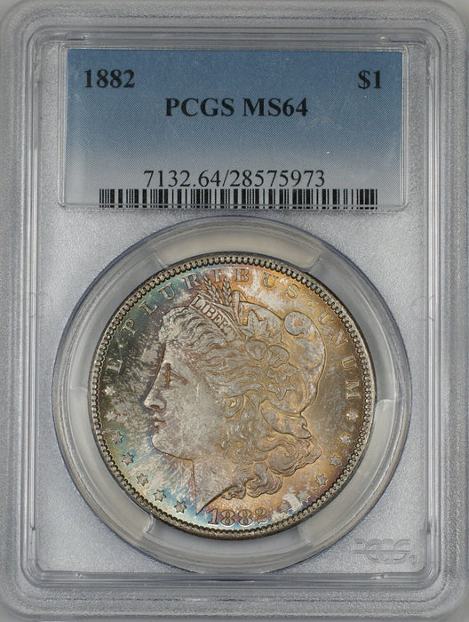 1882 Morgan Silver Dollar $1 Coin PCGS MS-64 *Beautifully Toned* (Td)