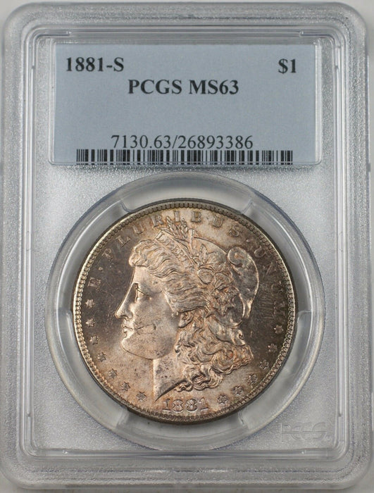 1881-S US Morgan Silver Dollar $1 Coin PCGS MS-63 (BR-13 L)