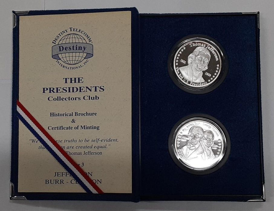 Presidents Collectors Club Vol 3 Jefferson/Burr/Clinton Pair of 1oz Silver Rds