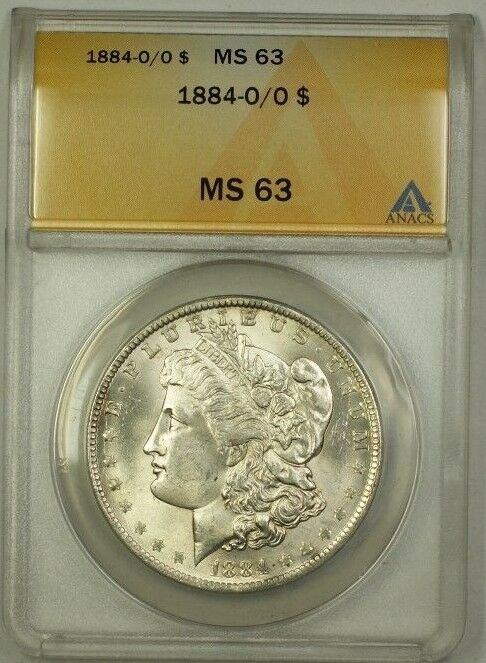 1884-O/O Over Mint Mark Morgan Silver Dollar $1 Coin ANACS MS-63 (1c)