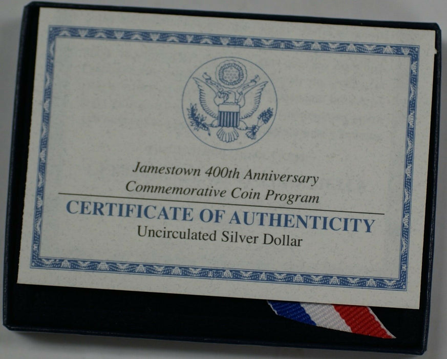2007 P Jamestown 400th Anniversary Commemorative Silver Dollar Coin In Box UNC
