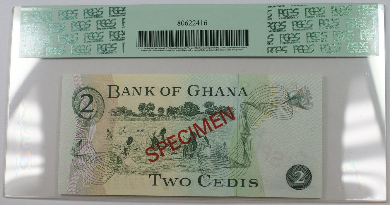 2.1.1977 Bank of Ghana 2 Cedis Specimen Note SCWPM# 14c-CS1 PCGS 66 PPQ Gem New