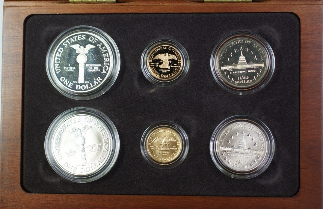 1989 Congressional Commem $5 $1 50c Proof & UNC Gold, Silver, Clad 6 Coin Set