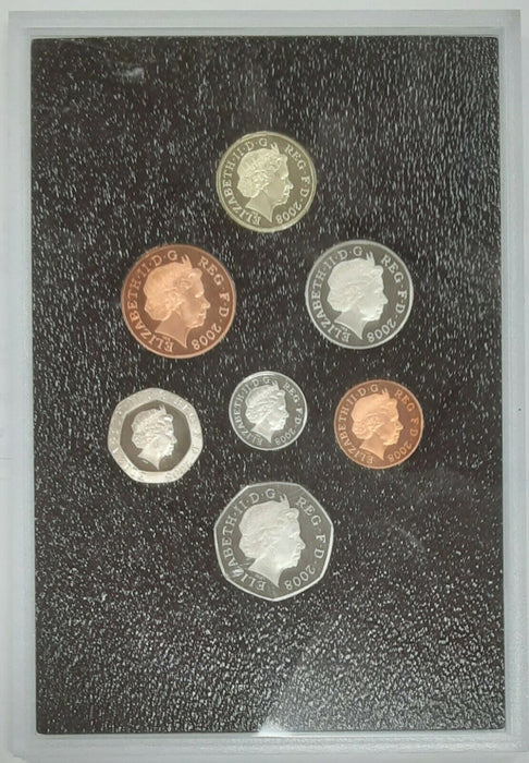 2008 United Kingdom Royal Shield Design Proof Set 7 Gem Coins in Plastic Case