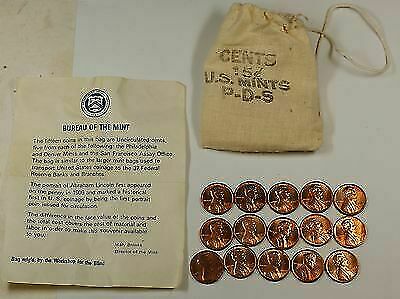 1973 PDS souvenir Mint Visit Penny Bag 5P 5D 5S US Mint Cents 15 Coins Total