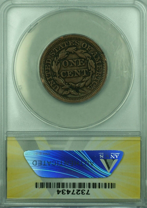 1853 Braided Hair Large Cent  ANACS VF-20 Details Damaged-Bent  (43)
