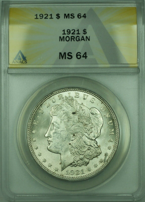 1921 Morgan Silver Dollar $1 Coin ANACS MS-64 (30)