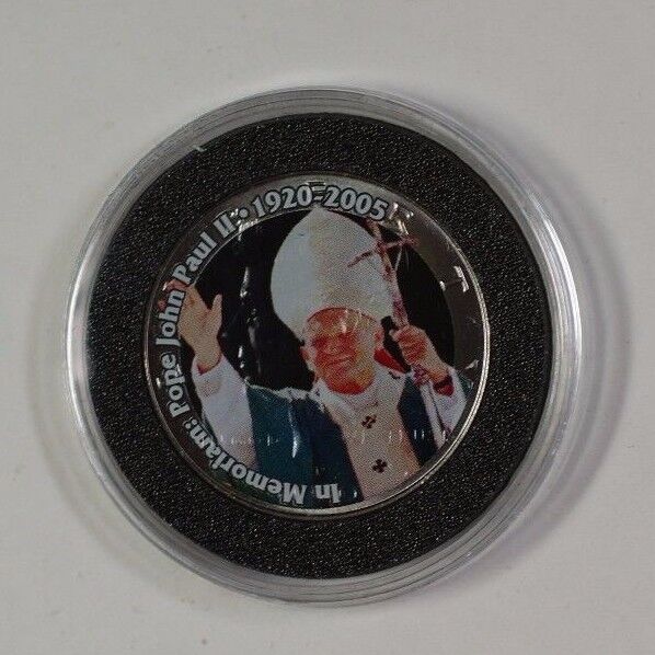 Colorized Pope John Paul II In Memoriam on a 2005 Kennnedy Half Dollar in Case