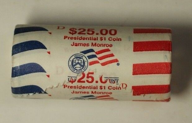 2008-D James Monroe Presidential Dollar Roll BU 25 $1 Coins Original Bank OBW