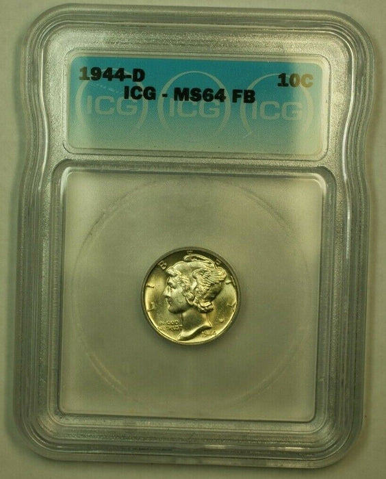 1944-D Silver Mercury Dime 10c Coin ICG MS-64 FB A