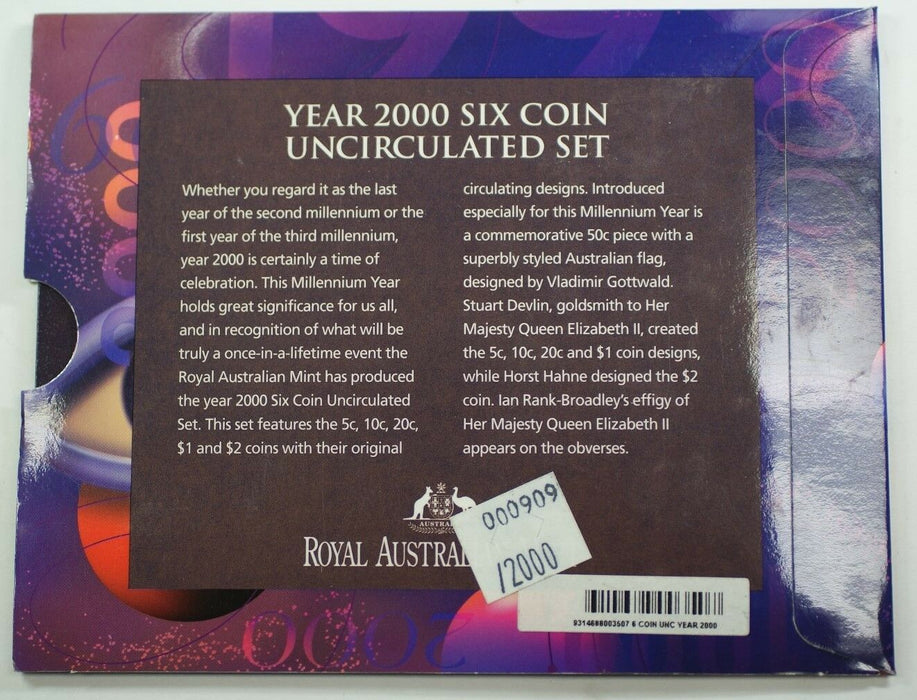 2000 Australian Mint Set 6 UNC Coins in a Futuristic case