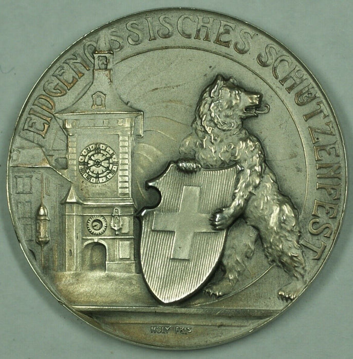 1910 Bern Switzerland Silver Swiss Shooting Medal R263c in Original Case