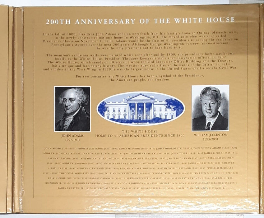 2000 White House Bicentennial $20 Note & Stamps w/COA in USPS/Treasury Folder