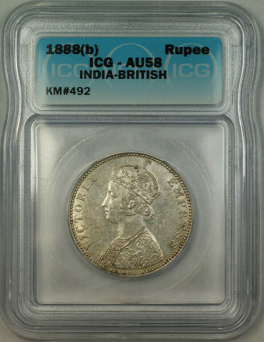 1888(b) India-British Silver 1 Rupee ICG AU-58 KM#492