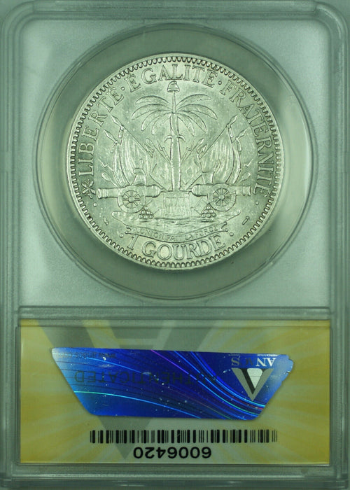 1895 1G Haiti ANACS AU 50 Details Cleaned 1 Gourde Silver Coin KM#46