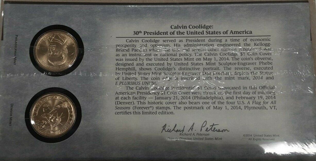 2014 P & D Calvin Coolidge BU Presidential Dollars Sealed Coin Set