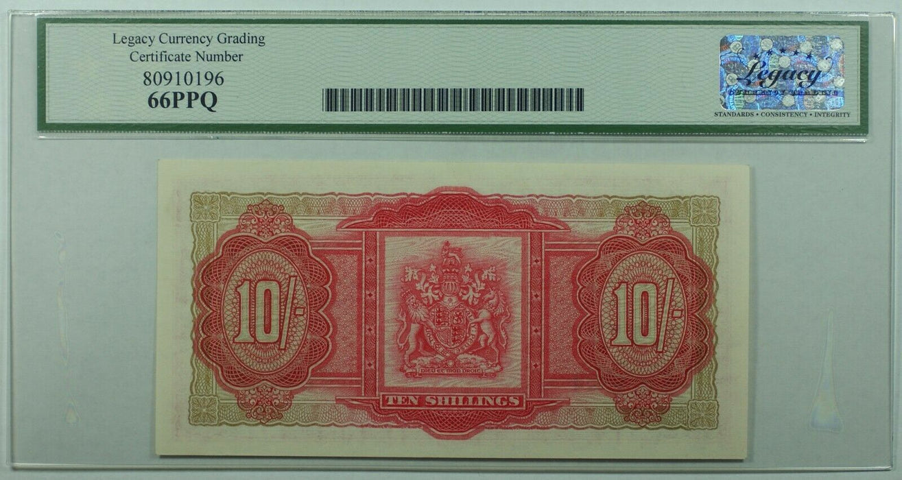 1.5.1957 Bermuda Gov't 10 Shillings Note SCWPM#19b Legacy Gem New 66 PPQ (B)