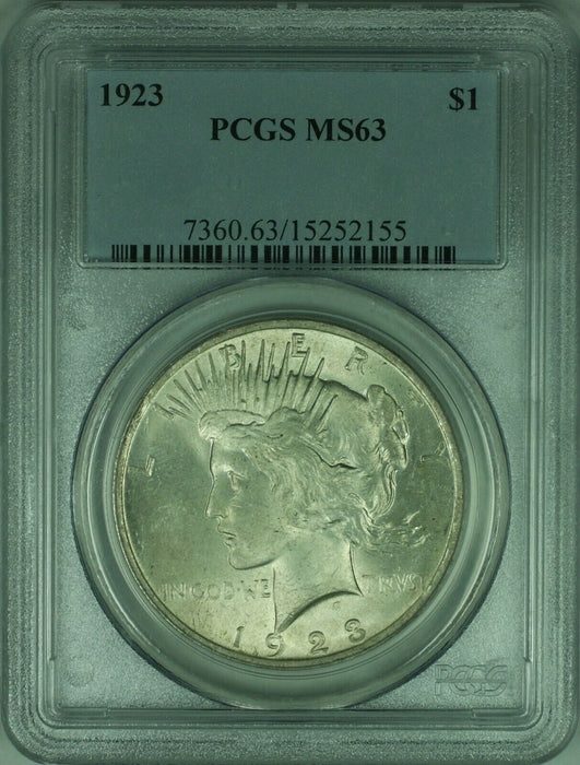 1923 Peace Silver Dollar $1 Coin PCGS MS-63 (34-S)