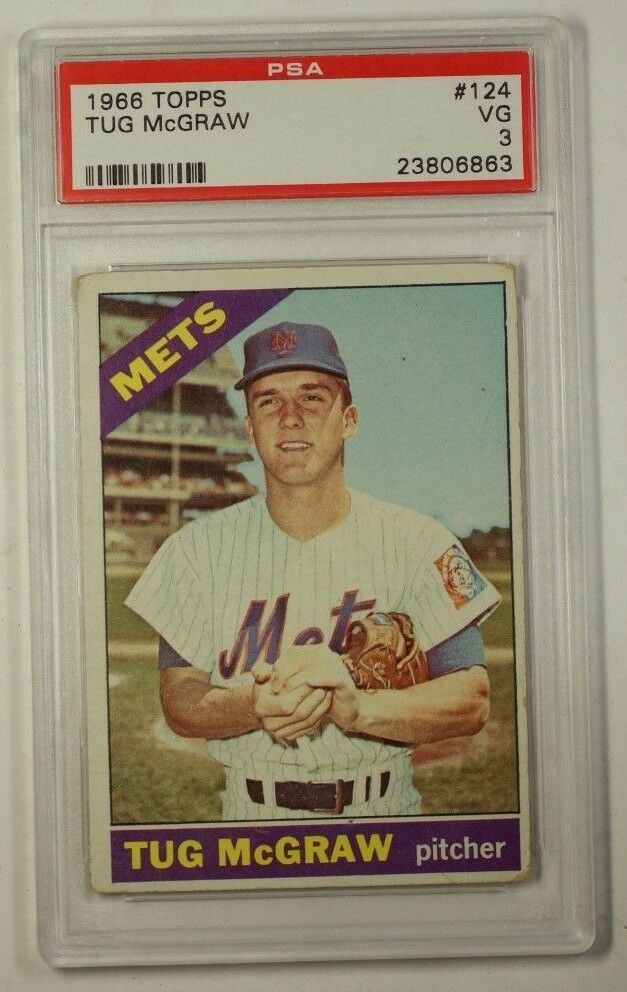 1966 Topps Tug Mcgraw Baseball Trading Card NY Mets #124 PSA VG-3
