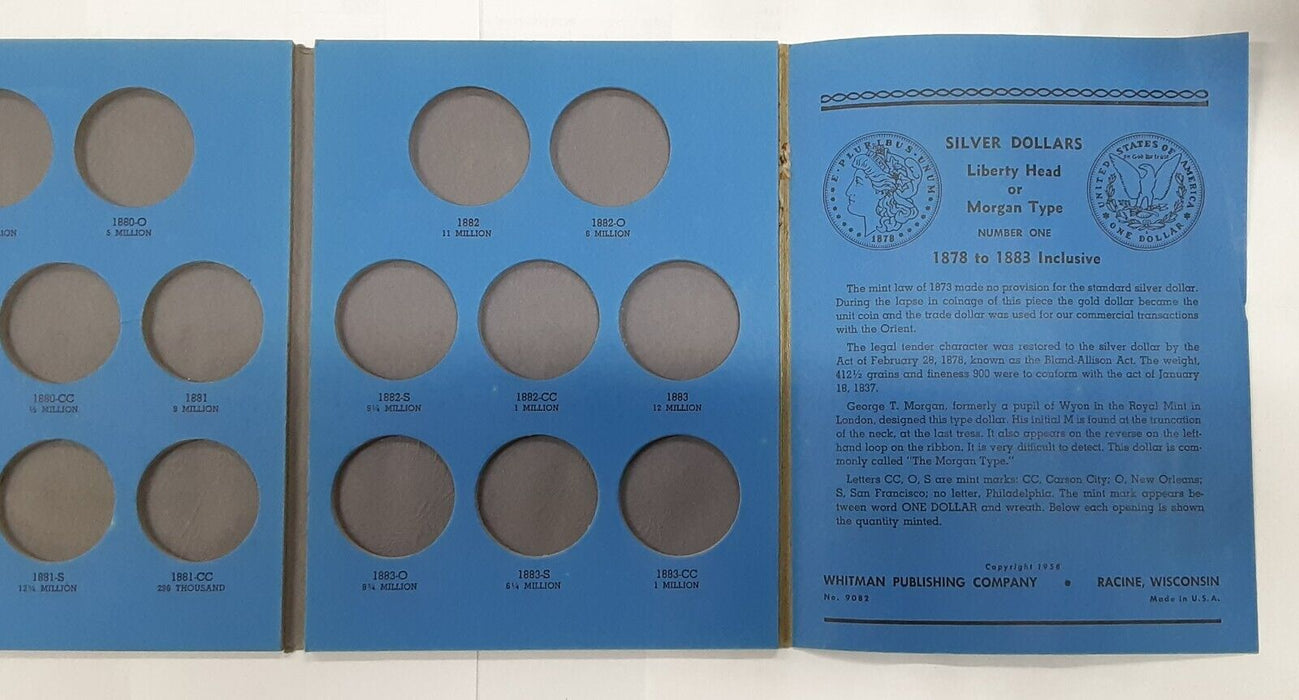1878-1883 Empty Whitman Liberty Head/Morgan Type Silver Dollar Folder No.9082