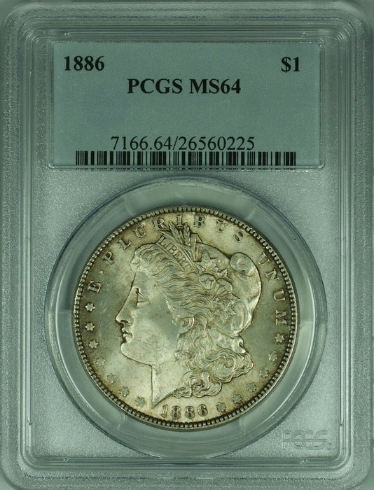 1886 Morgan Silver Dollar Coin $1 PCGS MS64 Toned (32 I)