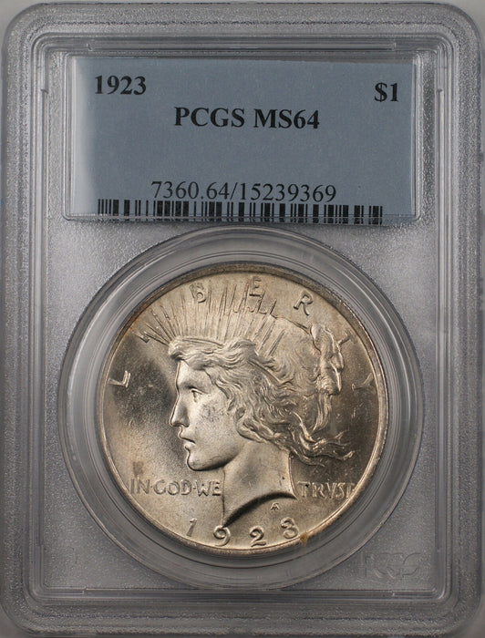 1923 Silver Peace Dollar $1 Coin PCGS MS-64 Better Coin Dye Chip Obverse(BR12 A)