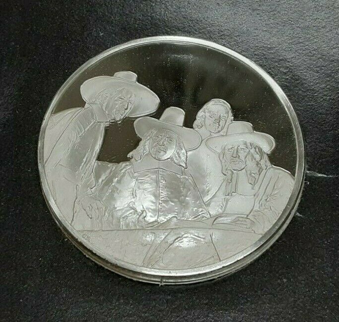 Franklin Mint Genius/Rembrandt PR .925 Silver Medal-Officials/Drapers in Card