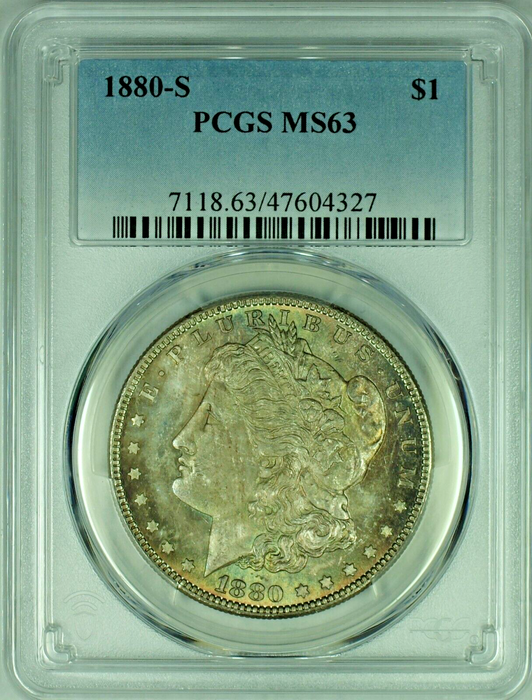 1880-S Morgan Silver Dollar Colorful Tone PCGS MS 63 47