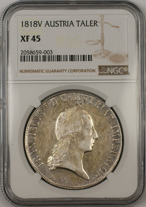 1818V Austria Silver Taler Coin NGC XF-45