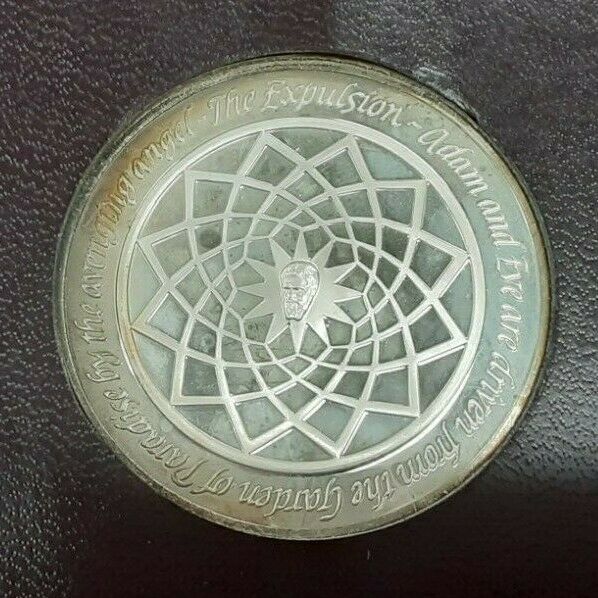 Franklin Mint Genius of Michelangelo PF .925 Silver Medal-The Expulsion