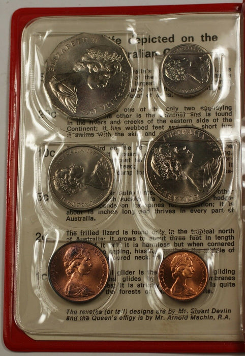 1975 Australian Mint Set 6 UNC Coins in Red plastic case