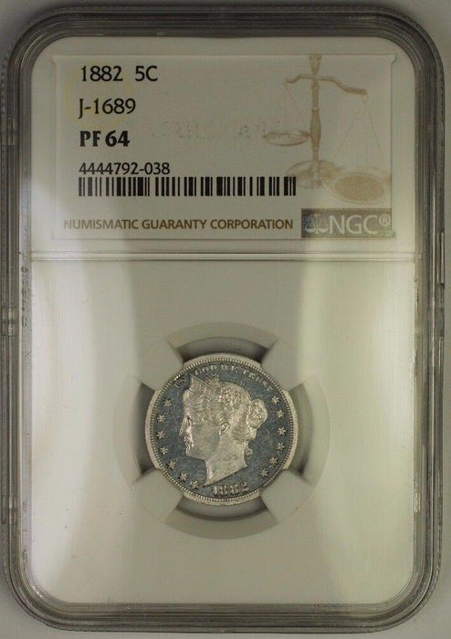 1882 Liberty V Nickel Pattern Proof Coin NGC PF-64 J-1689 Judd WW