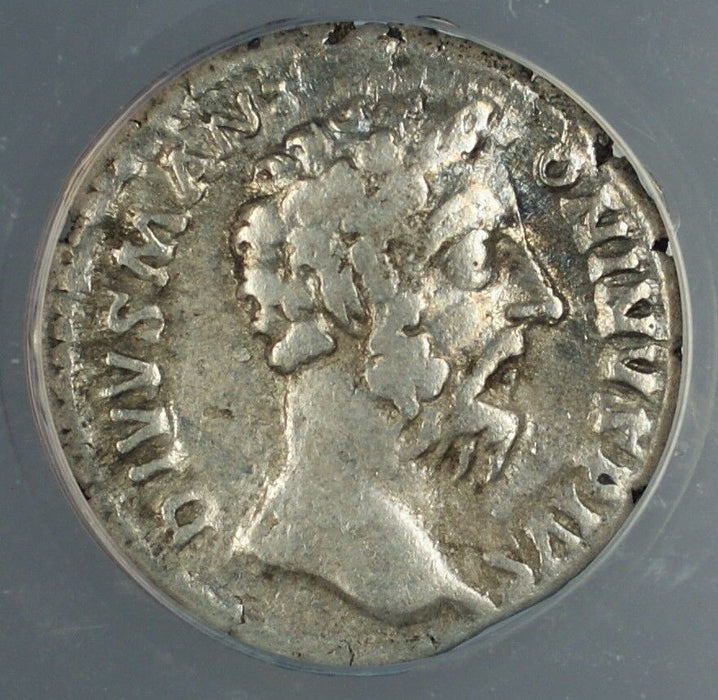 AD 180 Ancient Roman Silver Coin Commodus For M Aurelius ANACS VF-25 AKR