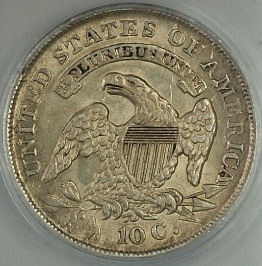 1836 Capped Bust Silver Dime 10c, ANACS AU-55 Details, Pleasing High Grade Coin