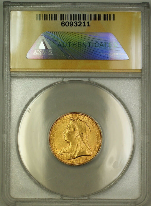 1893 Great Britain Sovereign Gold Coin ANACS AU-50