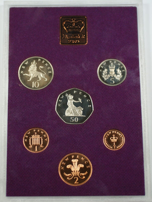 1980 United Kingdom Decimal 6 Coin Proof Set W/Mint Token - NO Outer Sleeve
