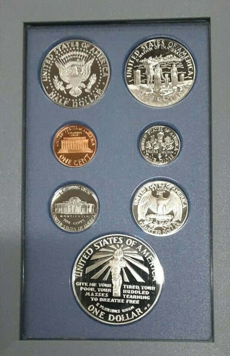1986-S Prestige Set 7 Gem Proof Coins Statue of Liberty Silver $1 No Box or COA