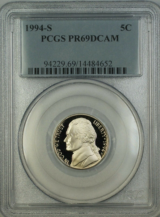 1994-S Proof Jefferson Nickel 5c Coin PCGS PR-69 DCAM Deep Cameo