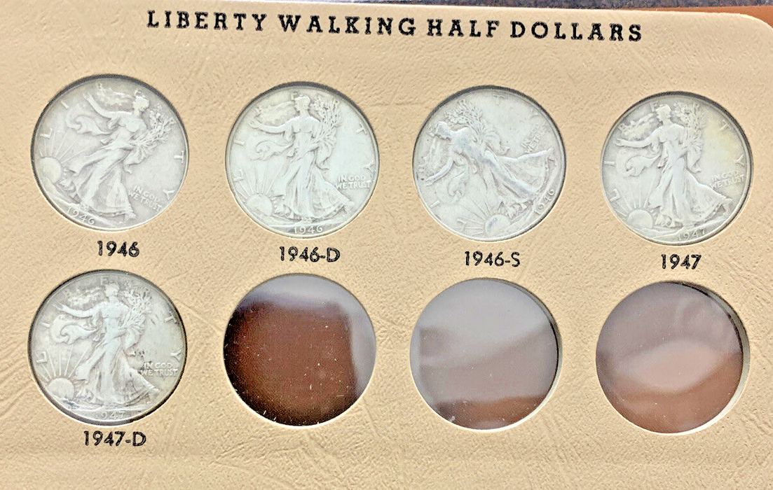 1916-1947 Walking Liberty Half Dollar Complete Set-Dansco Coin Album (B)