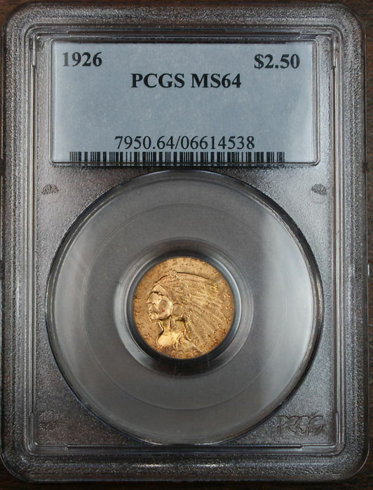 1926 Gold $2.5 Indian Quarter Eagle, PCGS MS-64