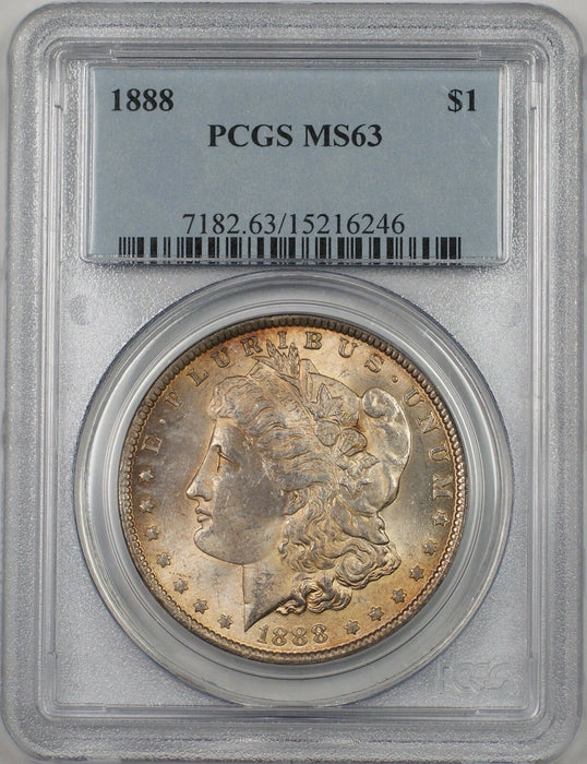 1888 Morgan Silver Dollar $1 Coin PCGS MS-63 Toned (BR-21 L)