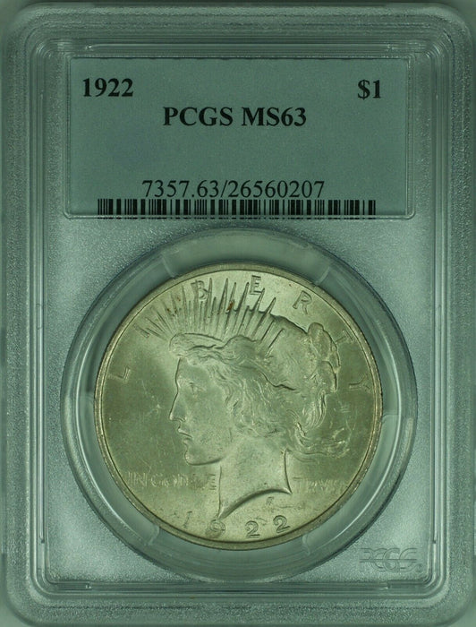 1922 Peace Silver Dollar $1 Coin PCGS MS-63 (34-I)