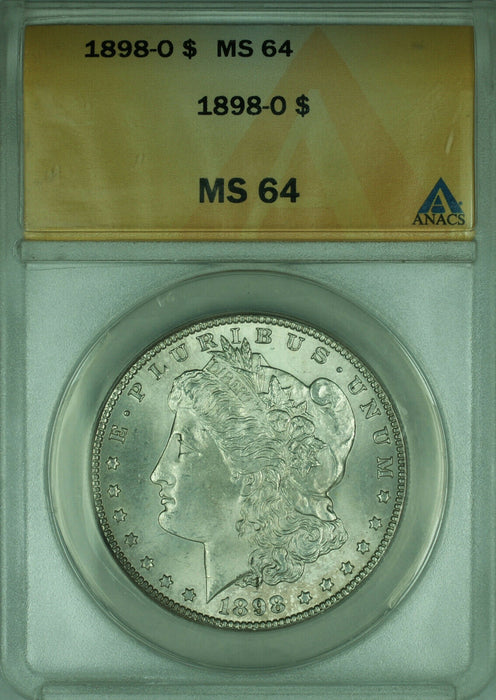 1898-O Morgan Silver Dollar $1 Coin ANACS MS-64 Lightly Toned (Better Coin)