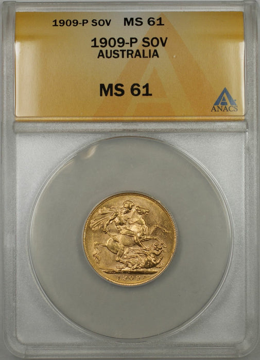 1909-P Australia Sovereign Gold Coin ANACS MS-61 (P AMT)