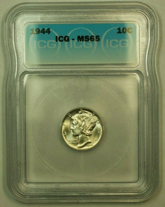 1944 Silver Mercury Dime 10c Coin ICG MS-65 (2B)