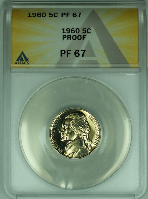 1960 Jefferson Nickel Proof 5C ANACS PR 67 (52)