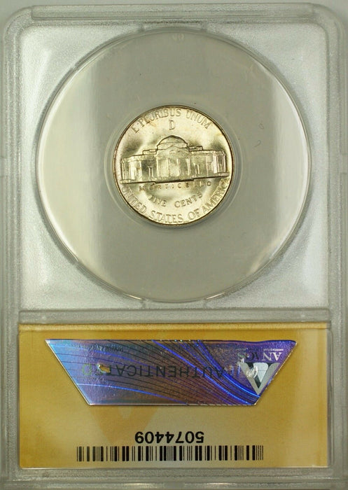 1945-D/D RPM-2 DDO DIE 5 Wartime Silver Jefferson Nickel 5c Coin ANACS MS-65 (A)