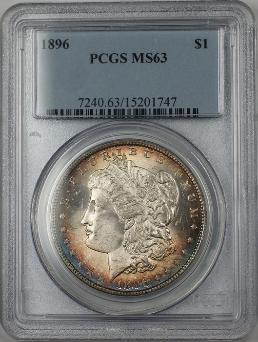 1896 Morgan Silver Dollar $1 Coin PCGS MS-63 Better Coin Toned (BR-23E)