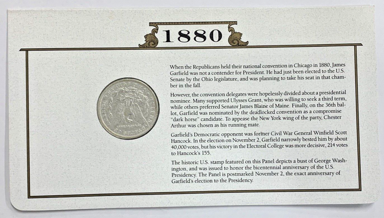 1880 Morgan Silver Dollar $1 Coin Collection Commemorative Stamp Card